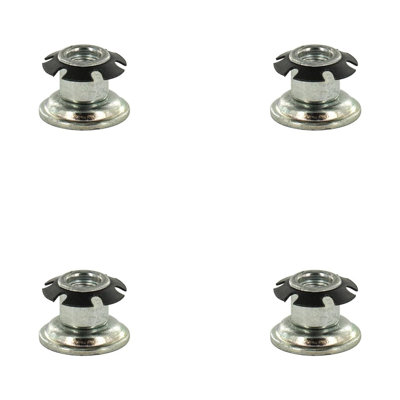 Outwater Industries Metal Threaded Single Star Type Leveler Inserts For 7/8 Inch Round Tubing, Heat Treated Steel And Zinc Plated Base, Fits Round 16-18 Gauge Tube, Thread: 1/4-20, 4 Pack