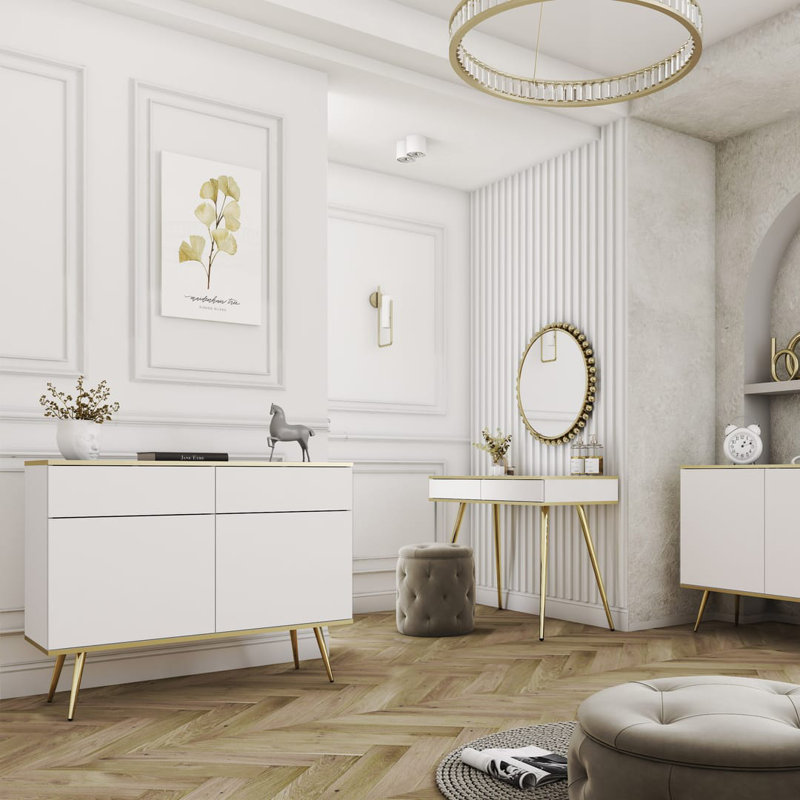 Oro Coffee Table with Storage, Cashmere/White