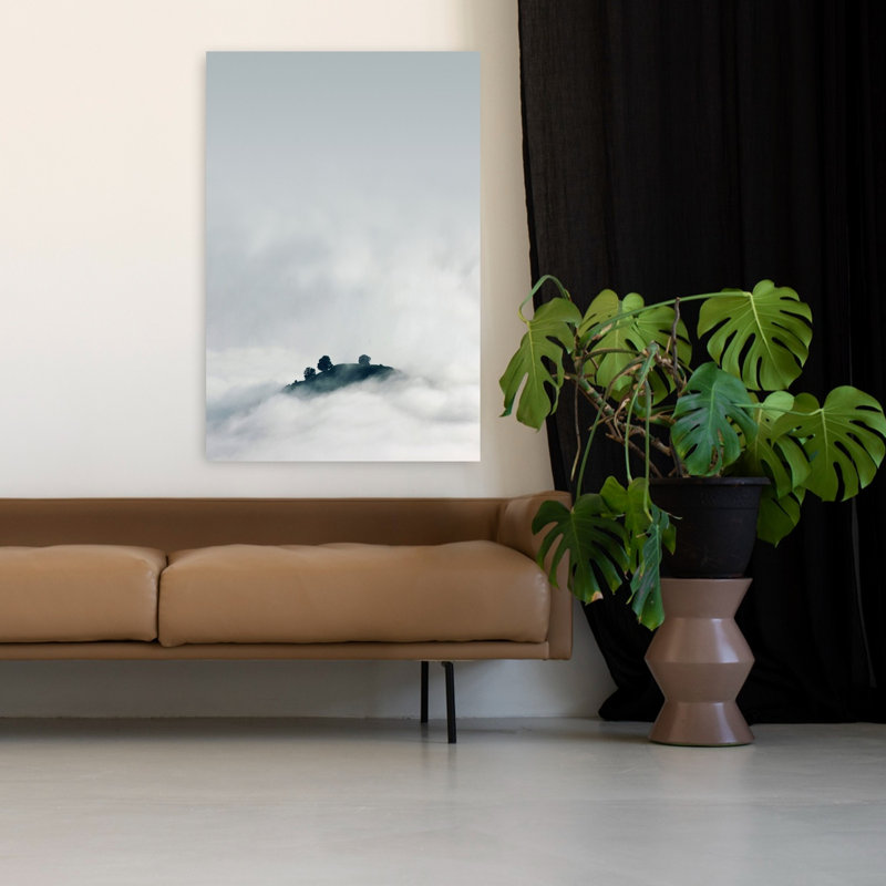 Perdus dans la brume, paysage contemporain abstrait, art naturel, H 48 po x l 32 po