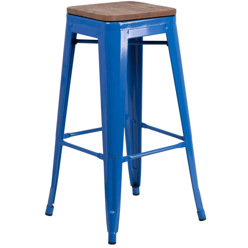Tabouret à hauteur de comptoir 24 po Gladus, bleu, 1, Tabouret de bar (assise de 30 po de hauteur)