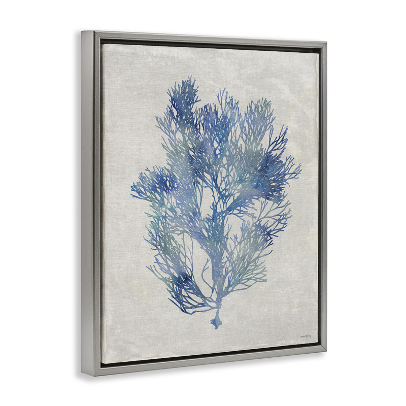 Cadre flottant bleu algue bleue, conception par Amber Sterling, Cadre flottant gris lustré, H 31 po x l 25 po