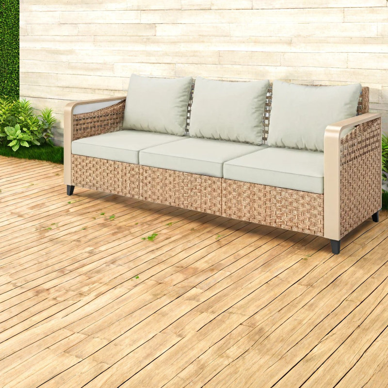 Spacious Patio Sofa, Metal Frame, Modern Style For Outdoors