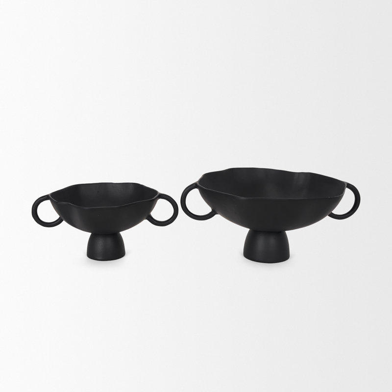 Sabine Aluminum Decorative Bowl 1, 6.75" H x 15.55" W x 11.22" D, Black