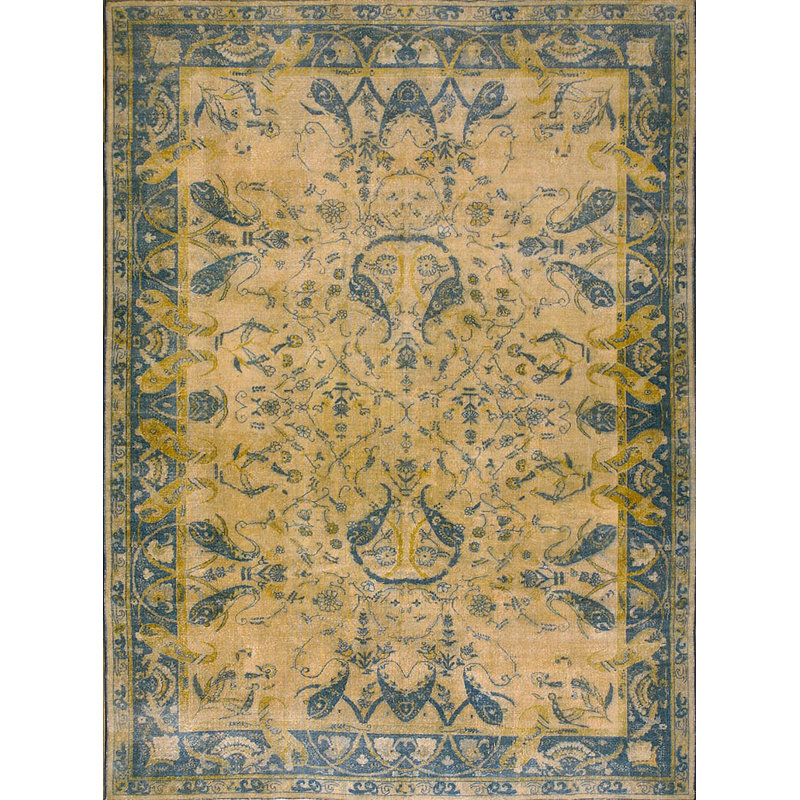 Light Color Antique Artistic Paisley Design Indian Wool Area Rug