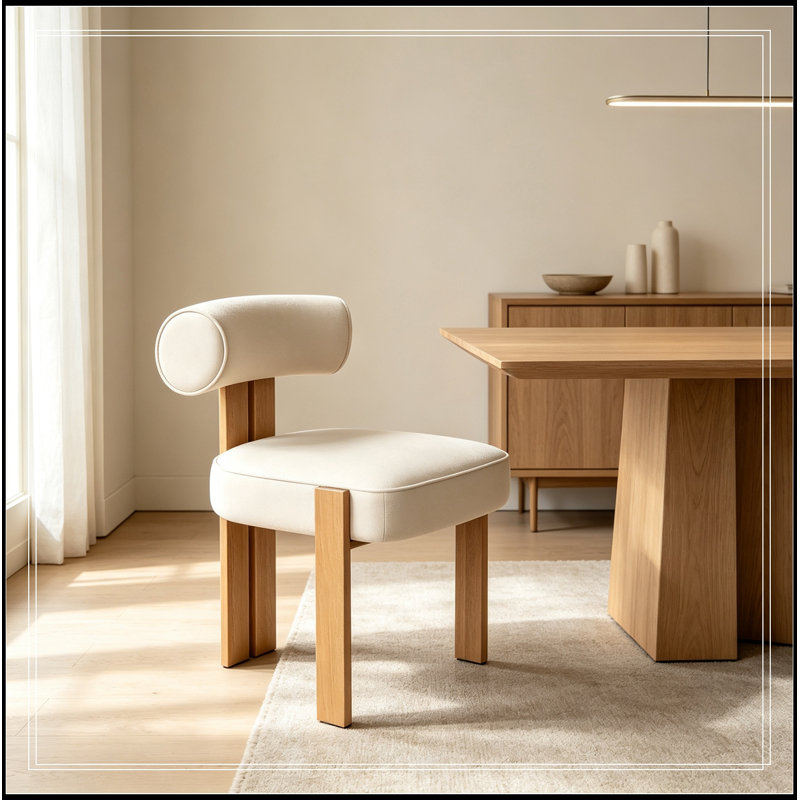 Chaise d'appoint rembourrée avec structure en métal, Crème