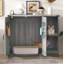 Armoire à litière pour chat avec prise de courant, meuble à litière moderne pour grandes boîtes à litière automatiques, bac à litière caché avec bac à litière, tablettes de rangement réglables, gris