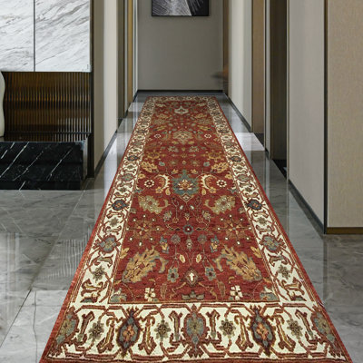 Tapis rouge / ivoire tissé à la main de haute qualité