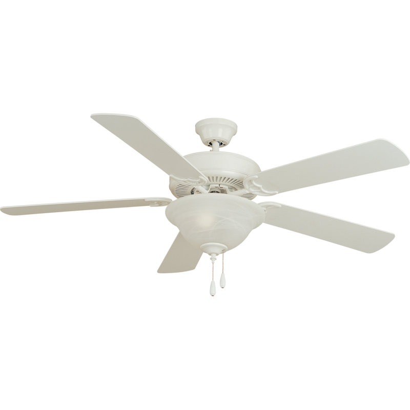 Ventilateur de plafond standard à 5 pales 52" avec chaînette à tirer Allie, Blanc mat