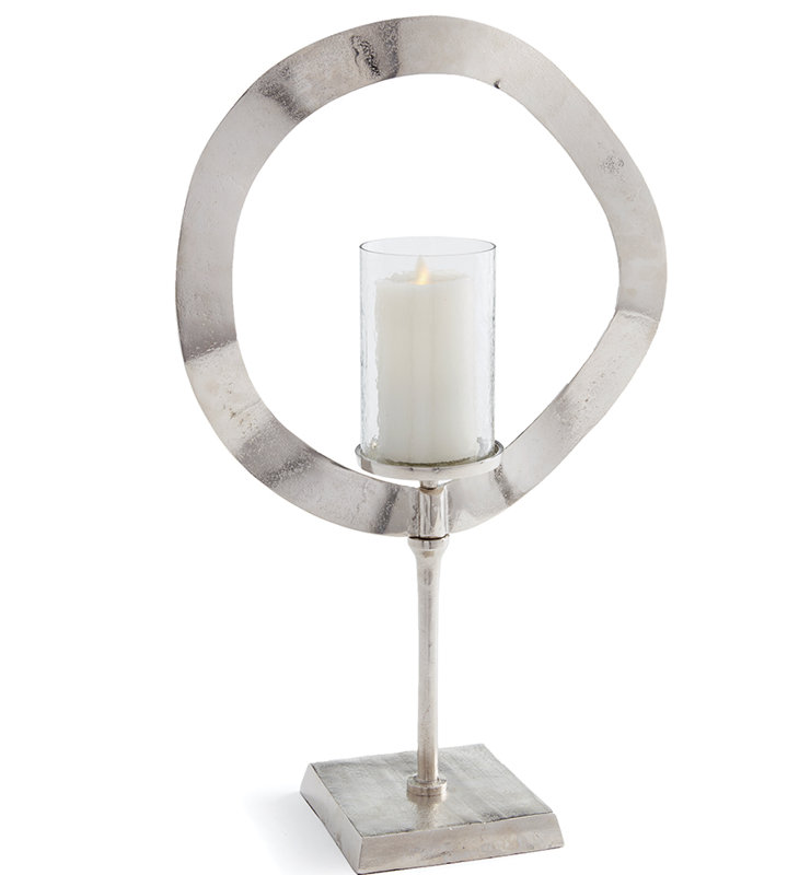 Oracle Glass and Metal Candlestick, 25" H x 15.5" W x 6.5" D