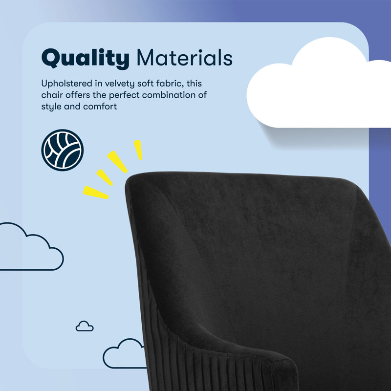Black Velvet Mid-Back Swivel Task Chair with Metal Base