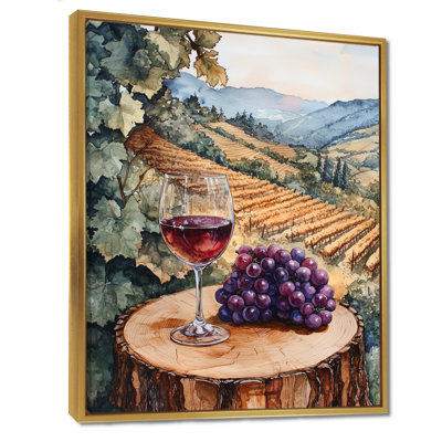 Vineyard With Glass Of Wine And Grape In Provence III - Vineyard Wall Art