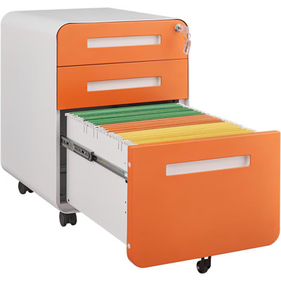Locking Mobile File Cabinet, 3-Drawer Rolling Storage for Office