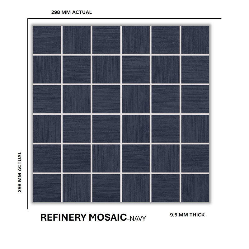 Refinery 2'' W x 2'' L Porcelain Tile Grid Mosaic Sheet, Navy