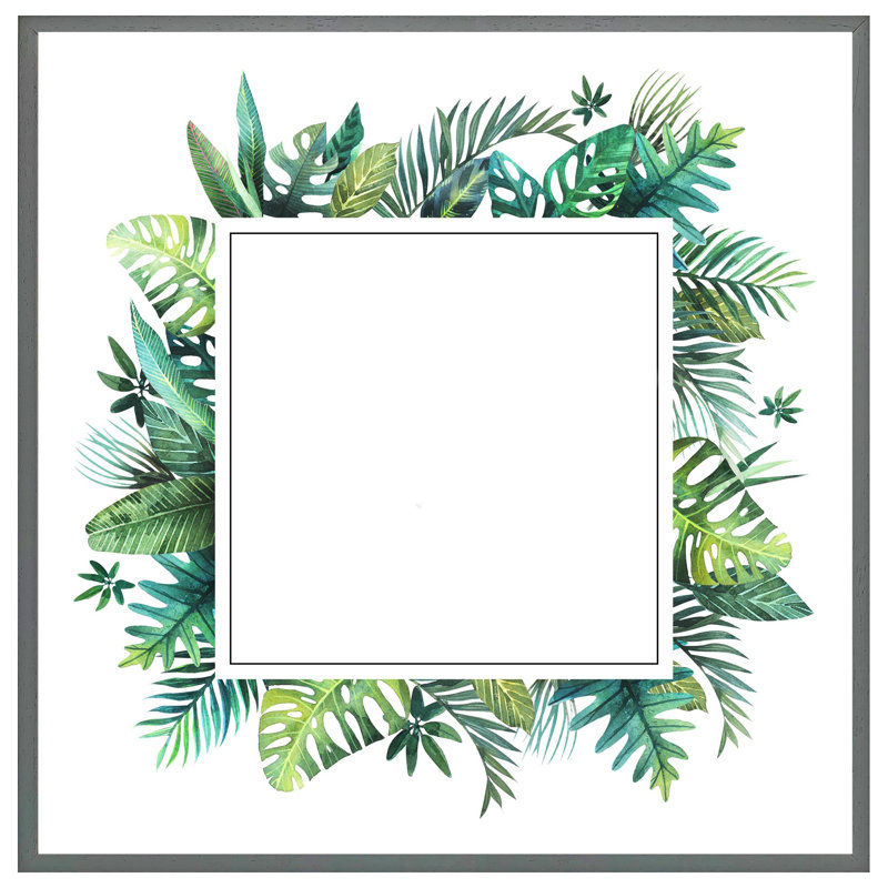 Trego Square Botanical Border - Single Picture Frame Print, 31cm H x 31cm W x 4cm D, Grey Framed
