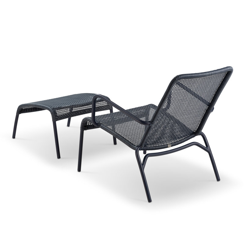 Ludlow Lounge Chair W/ Ottoman, Indigo, Matte Black