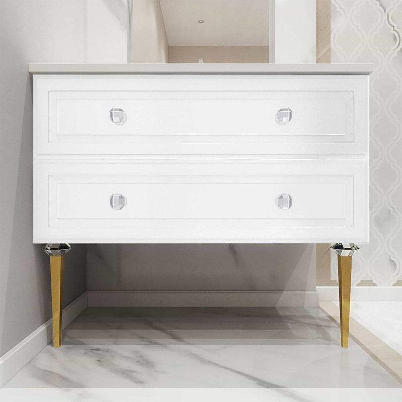 Alma 30.25" Wall Mounted Single Bathroom Vanity with Top, Bianca