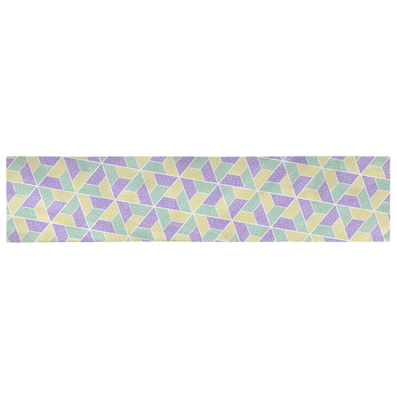 Chemin de table Avicia, 90 po x 16 po, Polyester, Vert / jaune / mauve