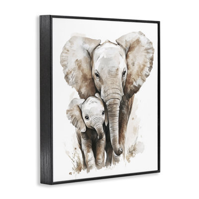 Elephant Baby with Mother Framed Giclee, design by Ramona Murdock