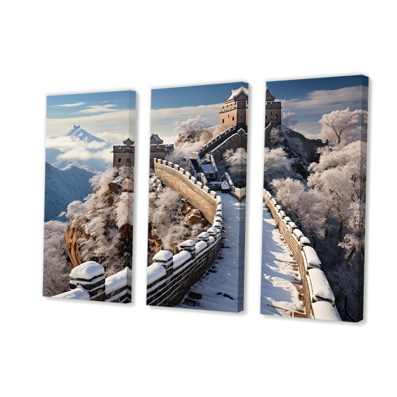Grande muraille de Chine en hiver III - Art mural au Japon, Toile tendue, H 40 po x l 61 po