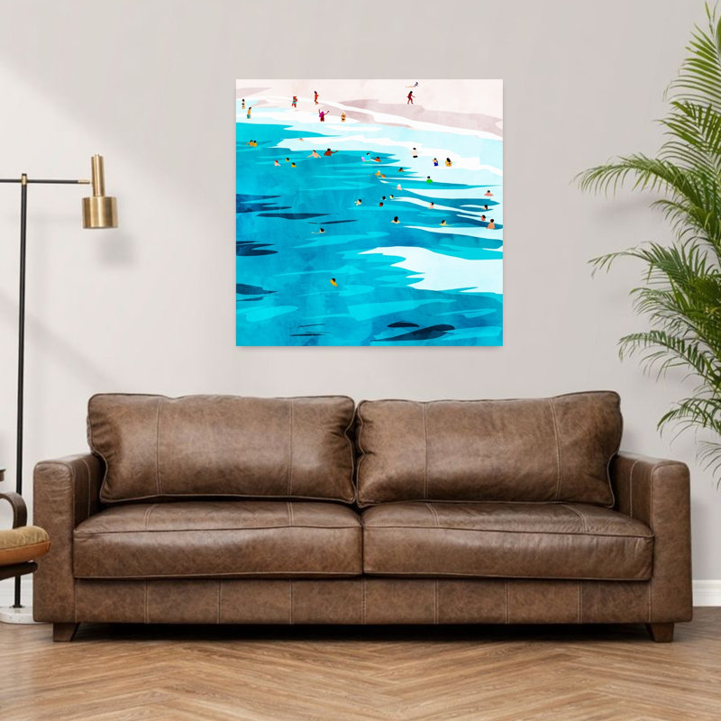 Art contemporain, paysage de plage abstrait, H 36 po x l 36 po