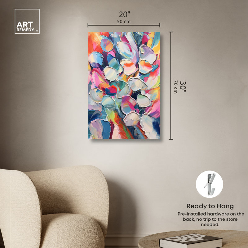 «Some Rainbow Petals», art mural rétro moderne par Art Remedy, Toile tendue, H 30 po x l 20 po