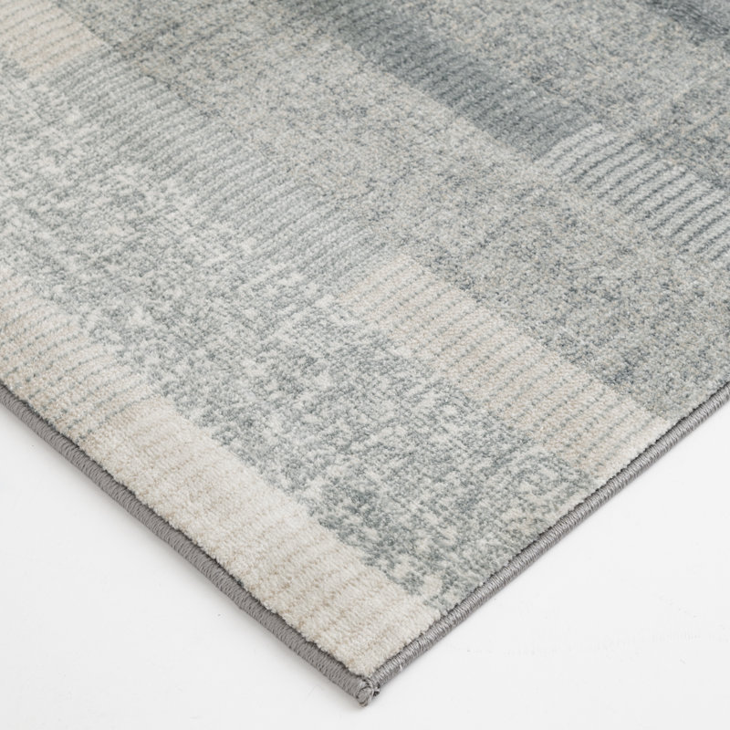 Bungalow Rose Puryear Gray/Blue Abstract Indoor Polypropylene Area Rug, Rectangle 7'10.5" x 9'10.1"