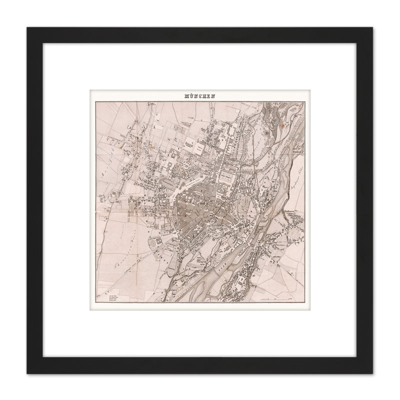 Map 1838 Soltl Munich City Plan Bavaria - Single Picture Frame Painting