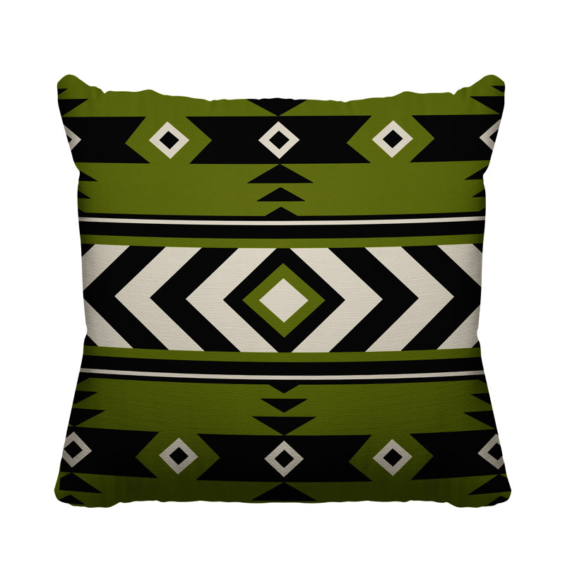 Coussin intérieur / extérieur Fika Southwestern, L 17 po x H 17 po, Chartreuse