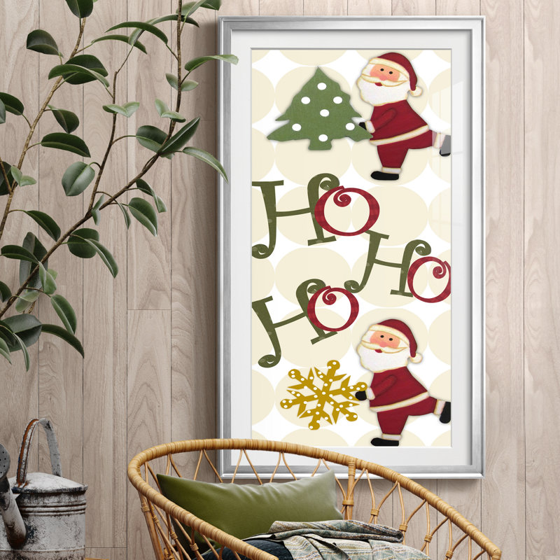 Santa Hoho Ho - Reproduction d'art textuel sur papier encadré, H 22,5 po x l 42,5 po x P 1,5 po, Encadrement argenté