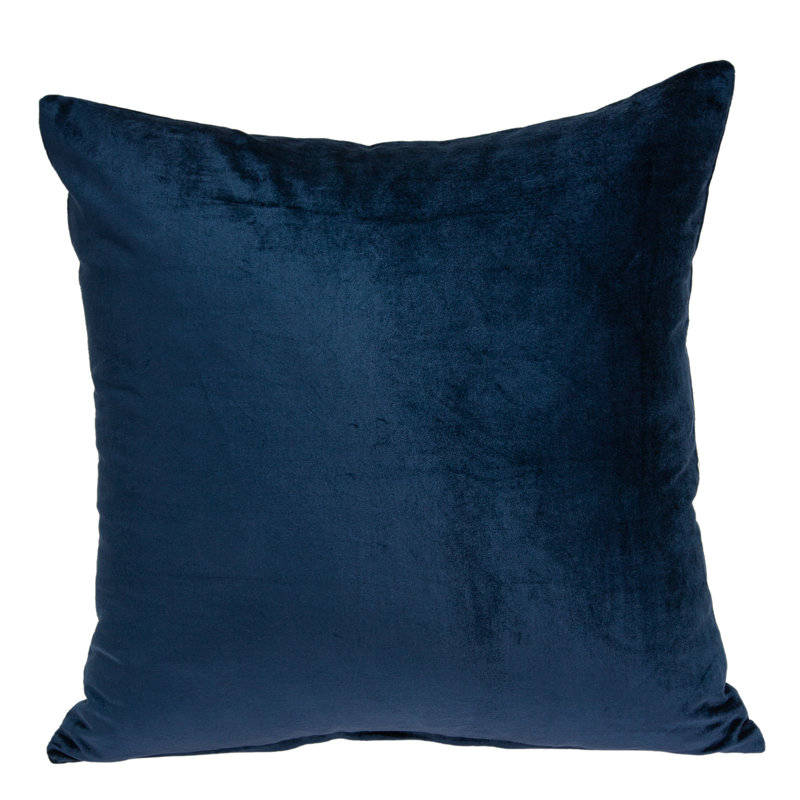 Coussin décoratif carré en mélange de coton bleu foncé 22 po Kyan, Bleu foncé, Polyester / Bourre en polyester, 22 po x 22 po
