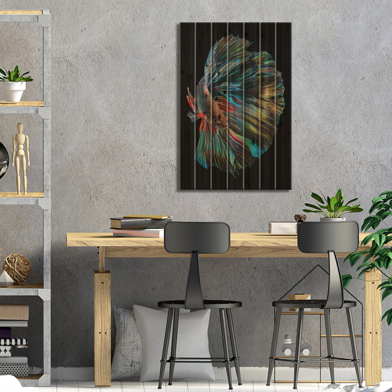 Le poisson Betta, H 26 po x l 18 po x P 1,5 po, Bois