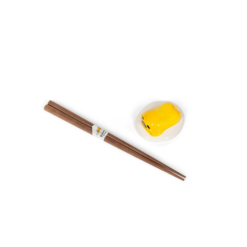 Ensemble de baguettes et support en céramique Gudetama The Lazy Egg | Ensemble de baguettes réutilisables
