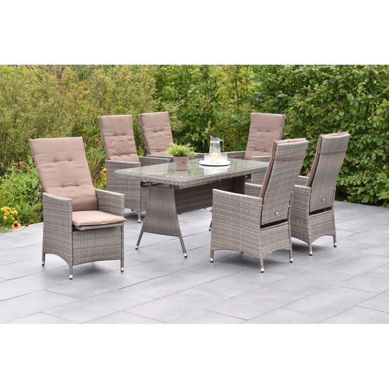 Valencia 6 - Person Patio Dining Set with Rectangular Table , Cushions Included