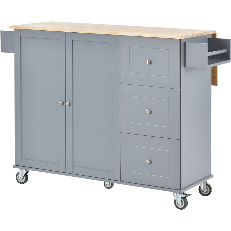 Groningen Solid Wood Top Kitchen Island, Gray