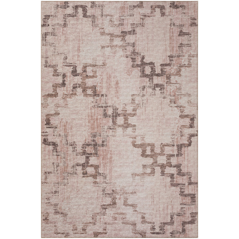 Tapis brun tissé à la machine Ancier, Rectangle 5 pi x 7 pi 6 po