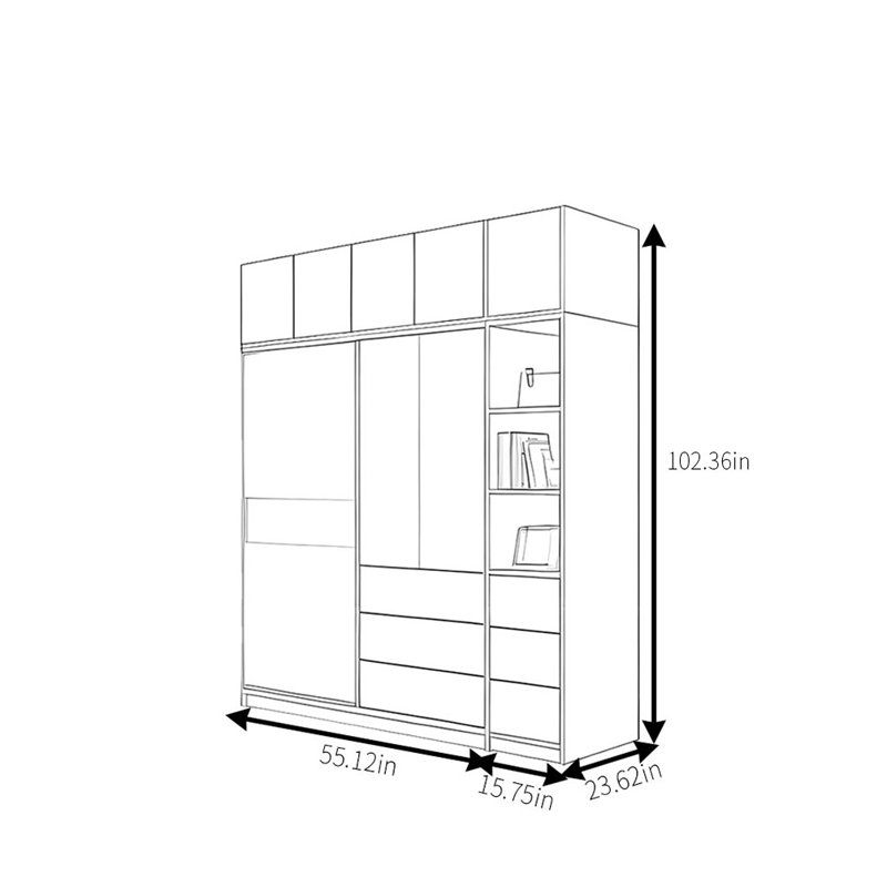 Garde-robe moderne et simple, H 102,36 po x l 70,87 po x P 23,62 po
