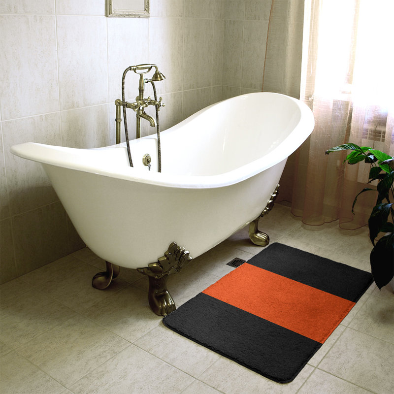 Tapis de bain de hockey du minnesota, l 21 po x L 34 po, Or / orange / crème