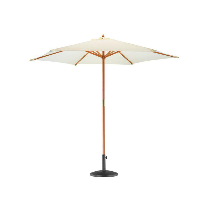 Wooden Garden Parasol & Base - 2.7m, Orange, Stone