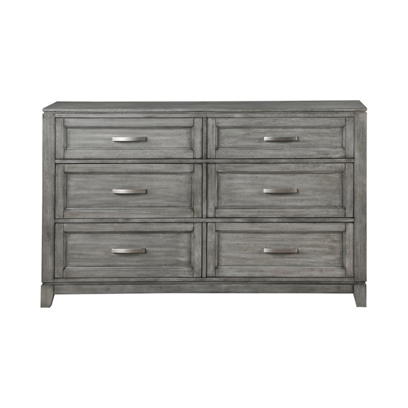 Commode à finition grise avec 6 tiroirs de rangement, Gris