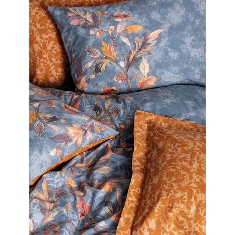 100% Cotton Ranforce Quilt Cover Set, Mustard Color | Includes Duvet Cover (79 x 87 in), Flat Sheet (94 x 102 in), 2 Pillowcases (20 x 28 in) | Pigment Printing, Machine Washable, Button Closure for Duvet