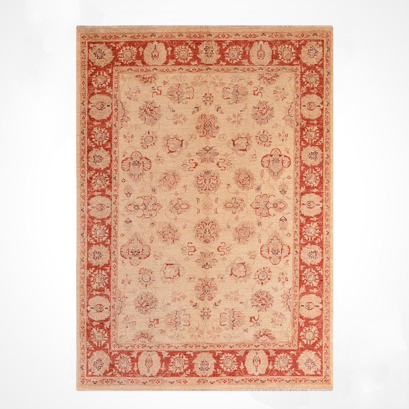 Tapis en laine et coton crème noué à la main Original Original