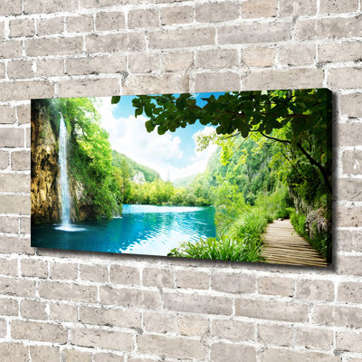 Waterfall In The Forest - No Frame Print on Canvas