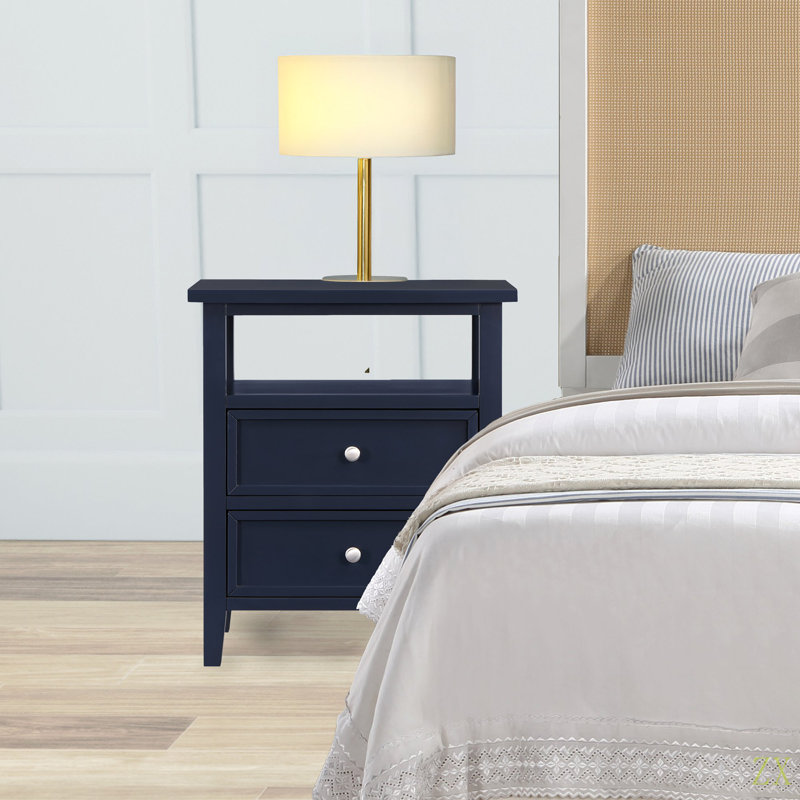 Table de chevet 2 tiroirs Weston Midnight, Bleu