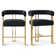 Woburn Set of 2 Upholstered Gold Chenille Solid Back Counter Stool