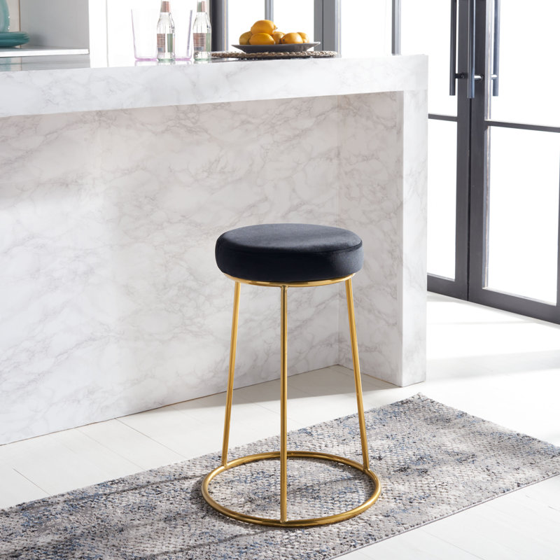 Saroun Upholstered Counter Stool with Metal Frame, Black