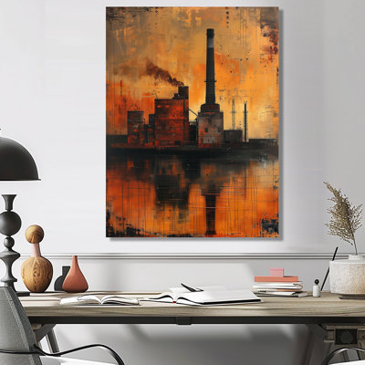 «Vintage Industrial Factory Polution II - Factories, art mural