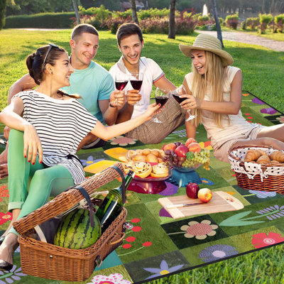 Extra Large Picnic Blankets Waterproof Foldable (80 "X 80") Beach Blanket Waterproof Sandproof,3-Layer Thicking Mat Outdoor Packable Camping Blanket