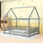Lit sur pied en bois avec rails de sécurité et toit-508775052-508775048
