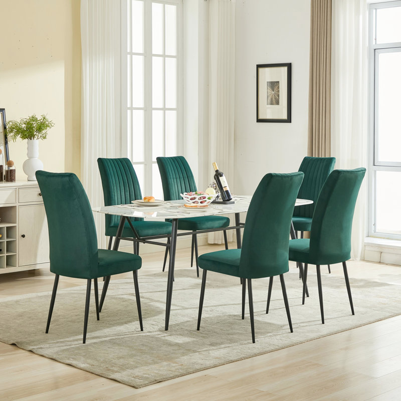 Chaise de salle à manger en velours de 2 pièces avec repose-pieds en fer réglable de style contemporain pour une décoration intérieure
