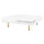Table basse exquise à haute brillance avec 4 pieds et 2 petits tiroirs, table centrale carrée à 2 niveaux pour le salon-2015236413
